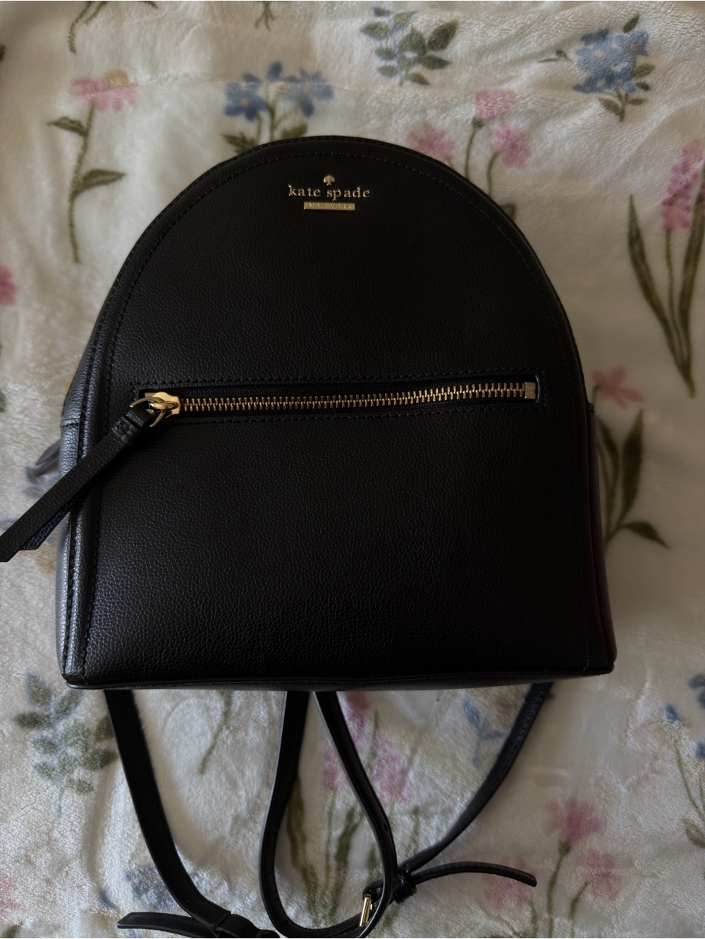 kate spade Black Pebbled Leather Mini Backpack with Gold Hardware